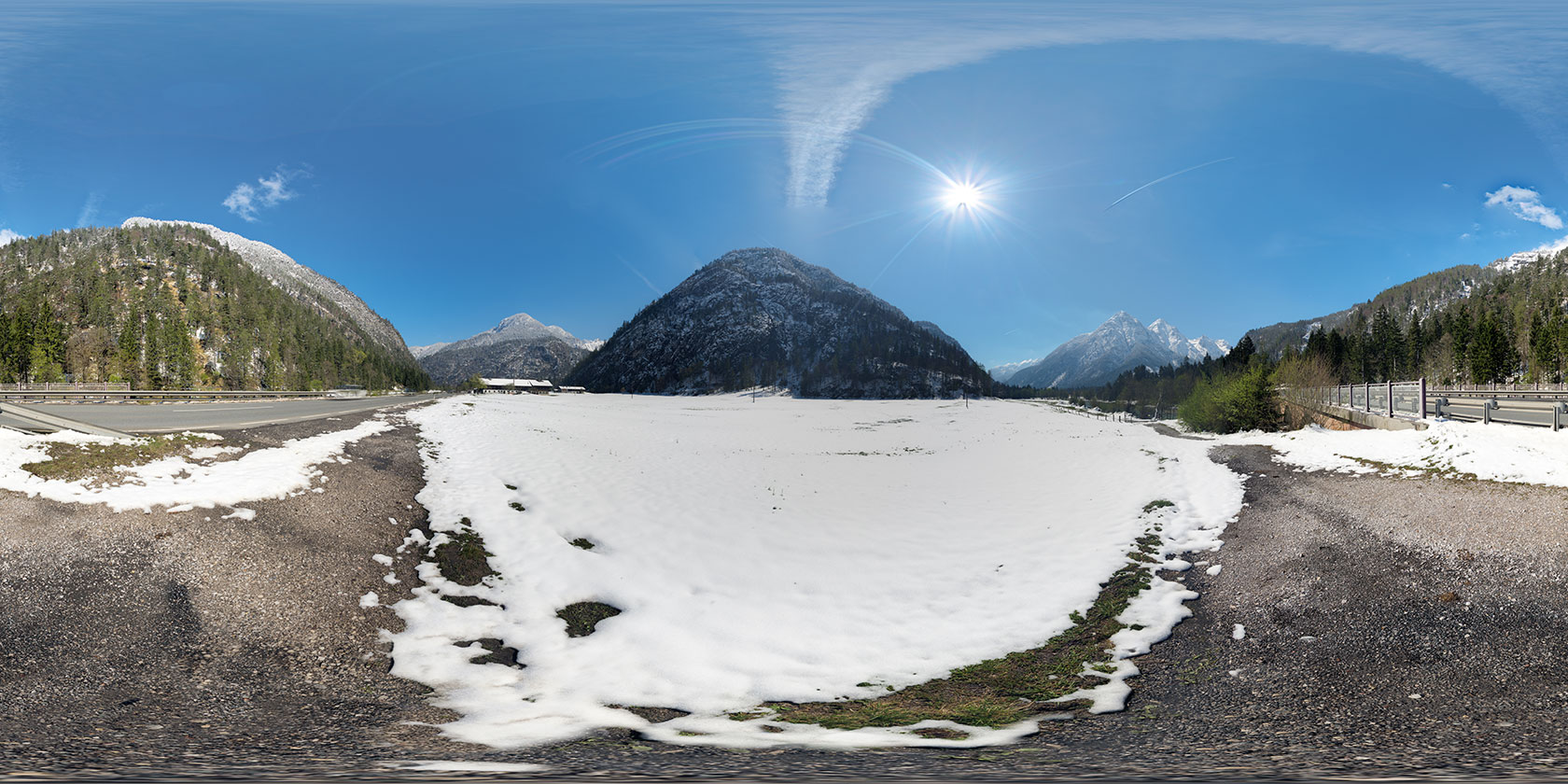 HDRI / 360° snowy field in the alps | Openfootage