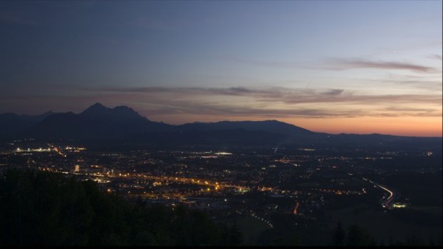 timelapse city salzburg austria sunset
