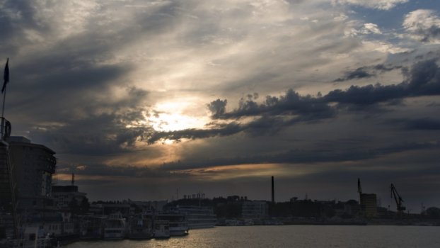 Timelapse sunset in romania tulcea