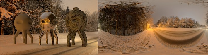 HDRI / 360° Snowstreet night, Salzburg Austria