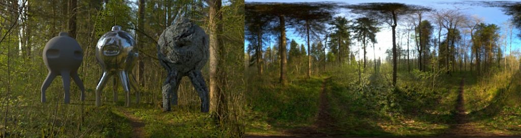 HDRI / 360° path in the forrest in spring