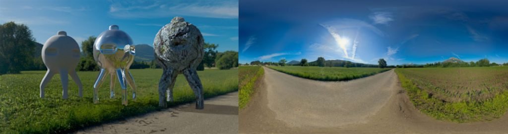 HDRI / 360° field summer with nice alpine background