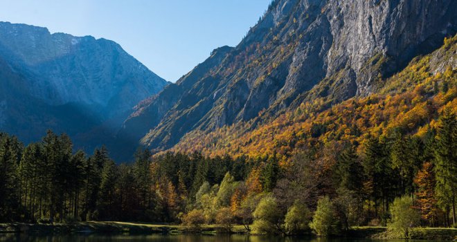 Photo set autumn forrest mountains