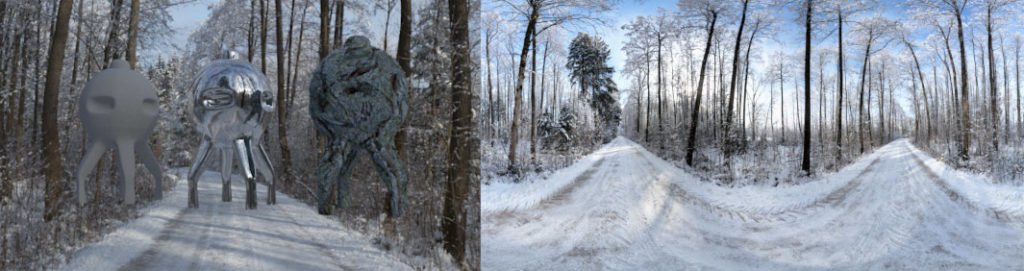 HDRI / 360° winter road fresh snow