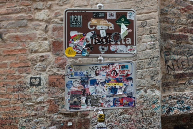 Sign texture full of stickers