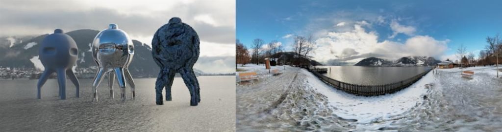 HDRI / 360° thumersbach austria winter morning at the lake