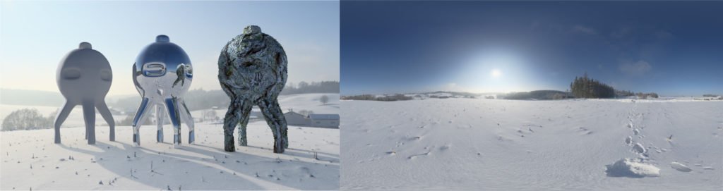 HDRI / 360° winter field with snow field