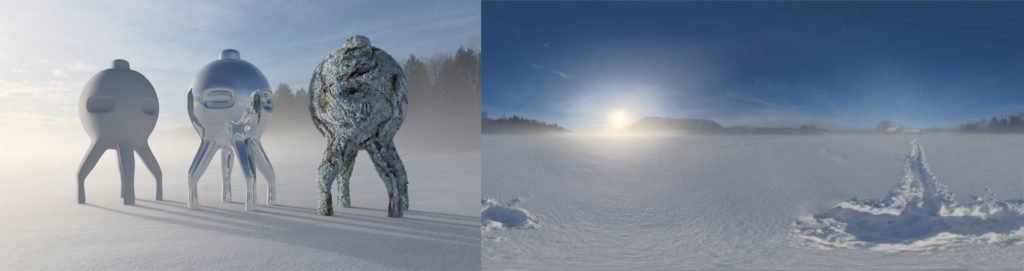 HDRI / 360° snow field with fog