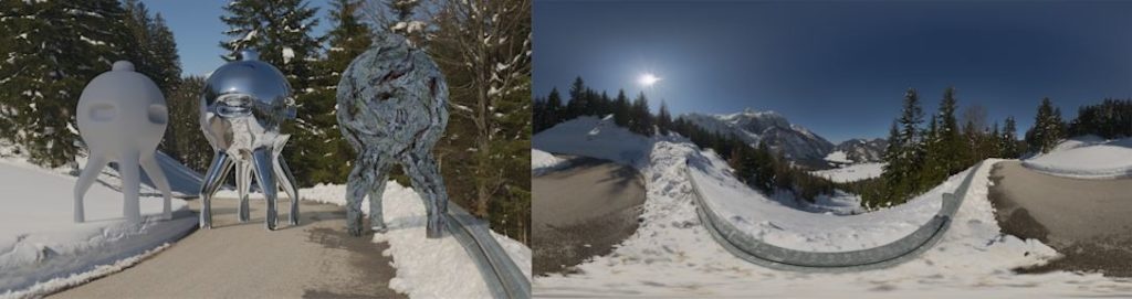 HDRI / 360° Winter road on a mountain near Abtenau