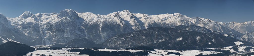 Panorma alps Austria near Abtenau in late winter